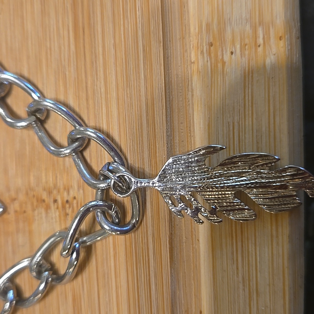 Silver Tone Layered Necklace with Pendants - Picture 5 of 7